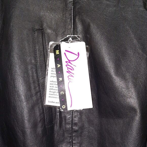 NEW Diana Marco Black Pleated High Waisted Baggy Leather Pants Tapered Leg 24W - Picture 6 of 8
